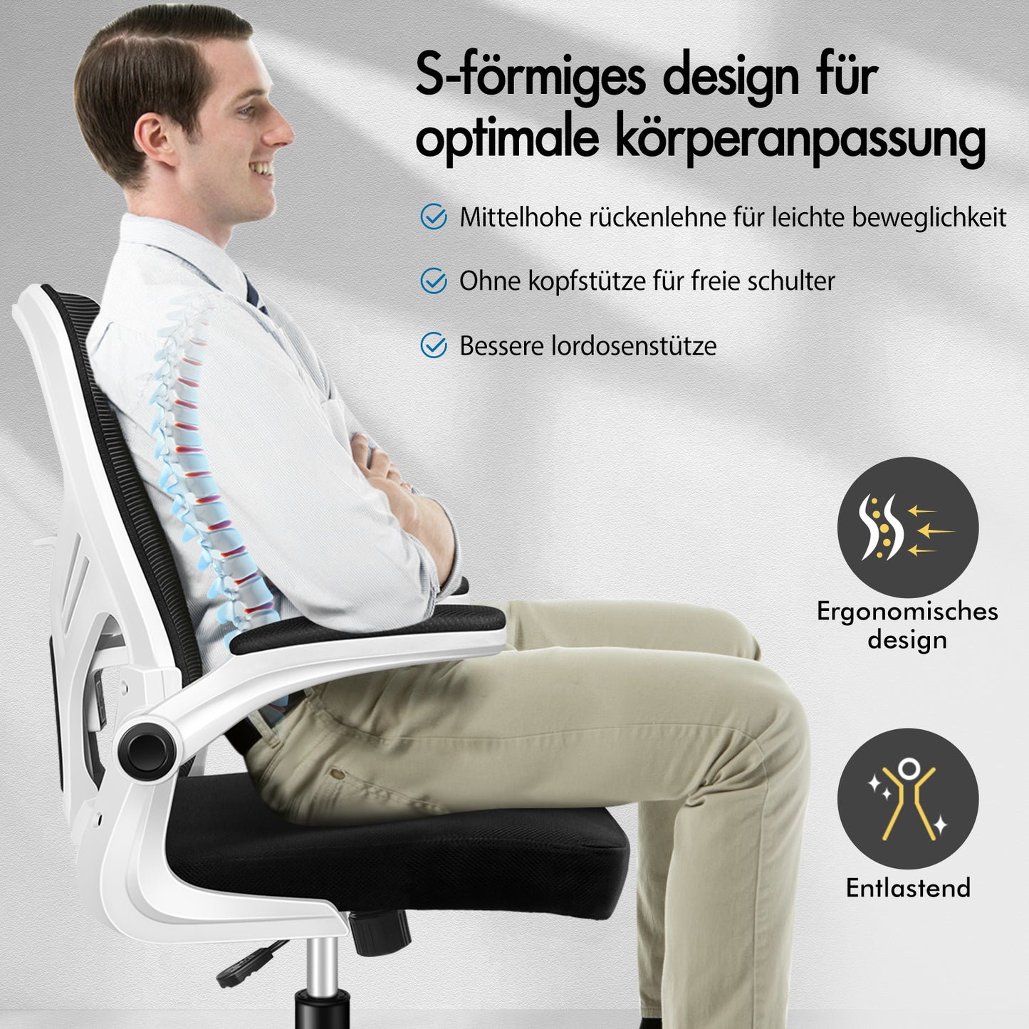 ALFORDSON Mesh Bürostuhl Executive Computer Liege Stoff Racing Sitz Arbeit, Keldon, Schwarz & Weiß
