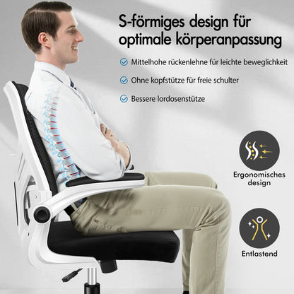 ALFORDSON Mesh Bürostuhl Executive Computer Liege Stoff Racing Sitz Arbeit, Keldon, Schwarz & Weiß