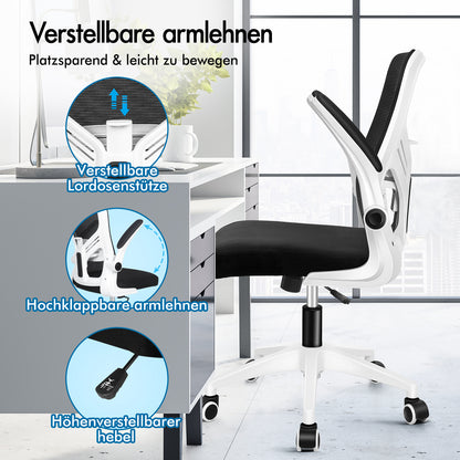 ALFORDSON Mesh Bürostuhl Executive Computer Liege Stoff Racing Sitz Arbeit, Keldon, Schwarz & Weiß