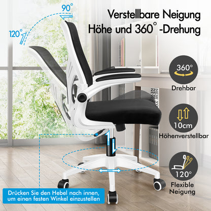 ALFORDSON Mesh Bürostuhl Executive Computer Liege Stoff Racing Sitz Arbeit, Keldon, Schwarz & Weiß