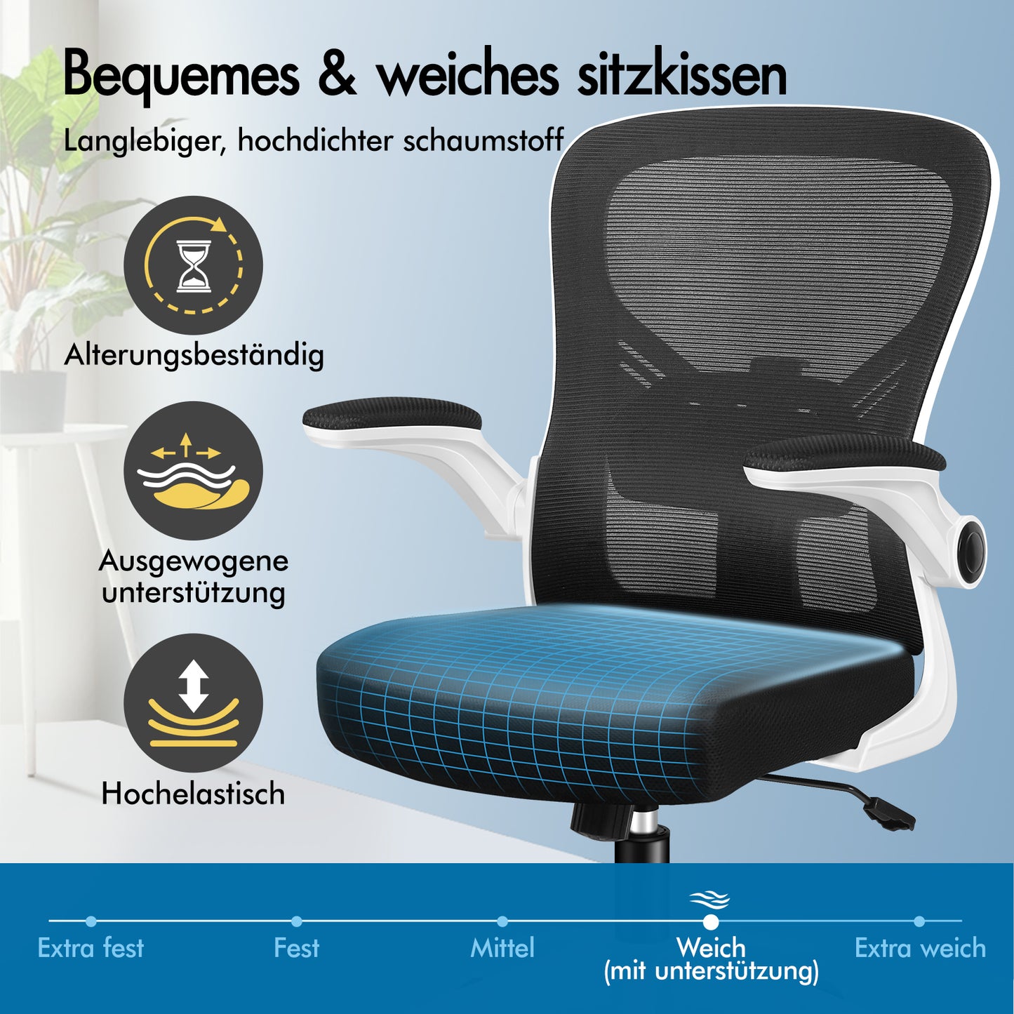 ALFORDSON Mesh Bürostuhl Executive Computer Liege Stoff Racing Sitz Arbeit, Keldon, Schwarz & Weiß