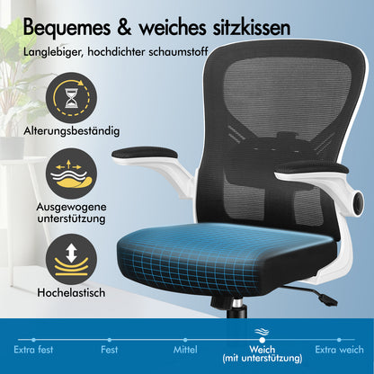 ALFORDSON Mesh Bürostuhl Executive Computer Liege Stoff Racing Sitz Arbeit, Keldon, Schwarz & Weiß