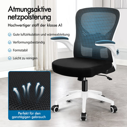 ALFORDSON Mesh Bürostuhl Executive Computer Liege Stoff Racing Sitz Arbeit, Keldon, Schwarz & Weiß