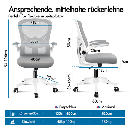 ALFORDSON Mesh Bürostuhl Executive Computer Liege Stoff Racing Sitz Arbeit, Keldon, Weiß & Grau