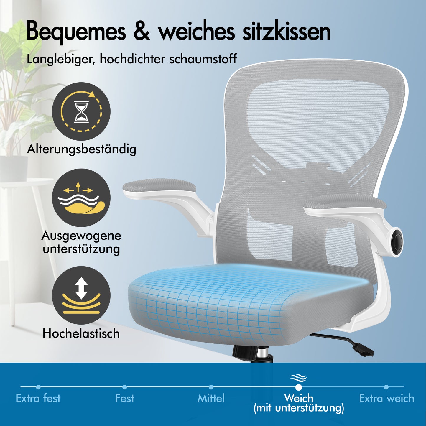 ALFORDSON Mesh Bürostuhl Executive Computer Liege Stoff Racing Sitz Arbeit, Keldon, Weiß & Grau