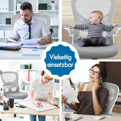 ALFORDSON Mesh Bürostuhl Executive Computer Liege Stoff Racing Sitz Arbeit, Keldon, Weiß & Grau