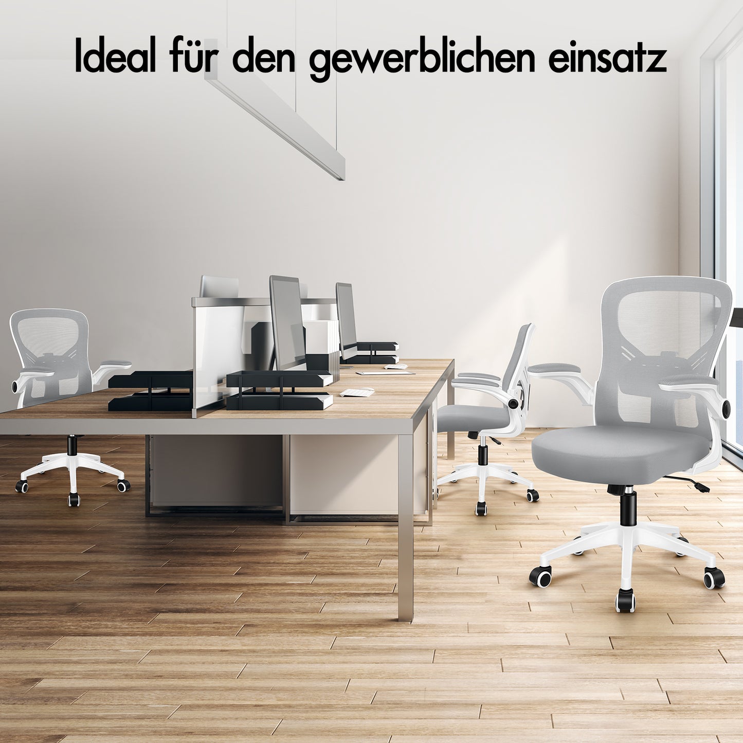 ALFORDSON Mesh Bürostuhl Executive Computer Liege Stoff Racing Sitz Arbeit, Keldon, Weiß & Grau