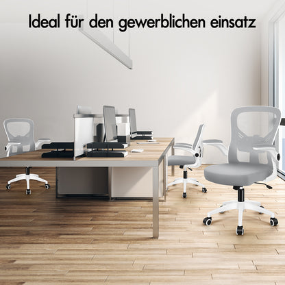 ALFORDSON Mesh Bürostuhl Executive Computer Liege Stoff Racing Sitz Arbeit, Keldon, Weiß & Grau