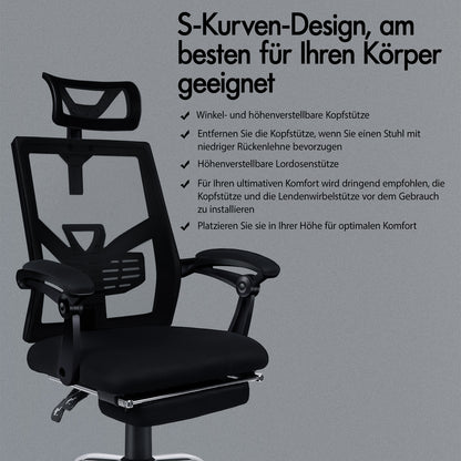 ALFORDSON Mesh Bürostuhl Gaming Executive Sitz Verstellbare Fußstütze Liege