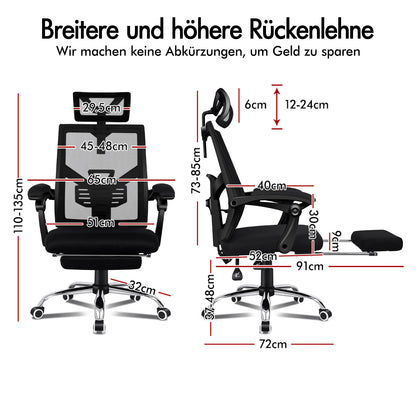 ALFORDSON Mesh Bürostuhl Gaming Executive Sitz Verstellbare Fußstütze Liege