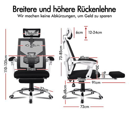 ALFORDSON Mesh Bürostuhl Gaming Executive Sitz Verstellbare Fußstütze Liege