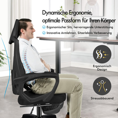 ALFORDSON Mesh Bürostuhl Executive Computer Liege Stoff Racing Sitz Arbeit, Nova, Schwarz