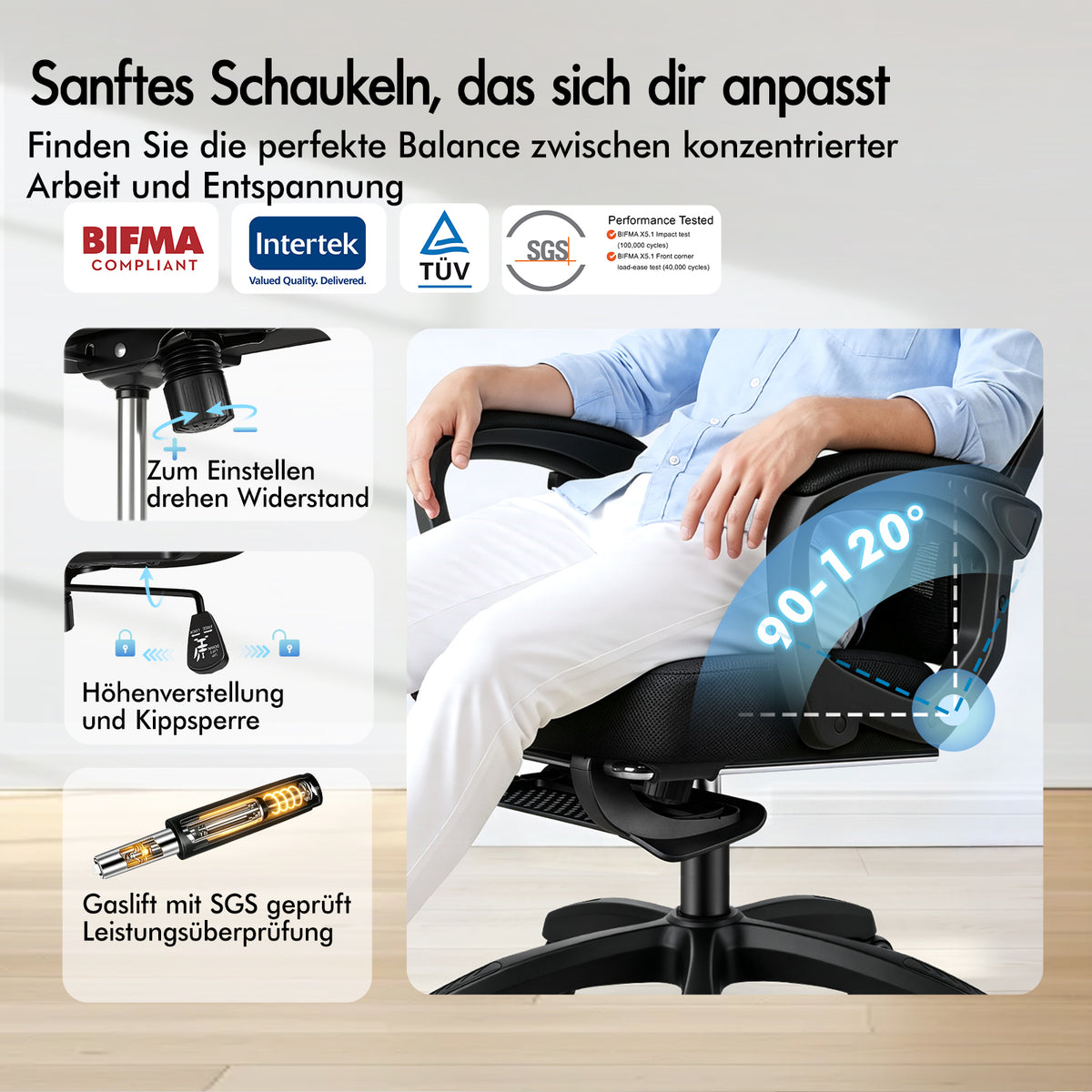ALFORDSON Mesh Bürostuhl Executive Computer Liege Stoff Racing Sitz Arbeit, Nova, Schwarz