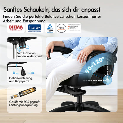 ALFORDSON Mesh Bürostuhl Executive Computer Liege Stoff Racing Sitz Arbeit, Nova, Schwarz