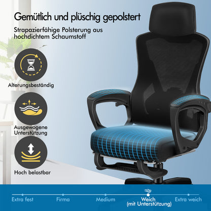 ALFORDSON Mesh Bürostuhl Executive Computer Liege Stoff Racing Sitz Arbeit, Nova, Schwarz