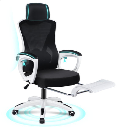 ALFORDSON Mesh Bürostuhl Executive Computer Liege Stoff Racing Sitz Arbeit, Nova, Schwarz & Weiß