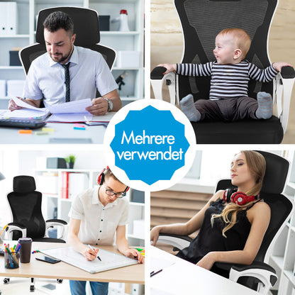 ALFORDSON Mesh Bürostuhl Executive Computer Liege Stoff Racing Sitz Arbeit, Nova, Schwarz & Weiß
