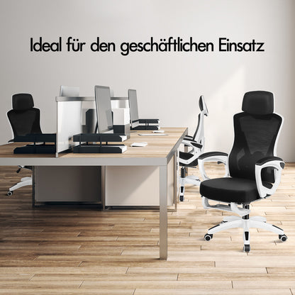 ALFORDSON Mesh Bürostuhl Executive Computer Liege Stoff Racing Sitz Arbeit, Nova, Schwarz & Weiß