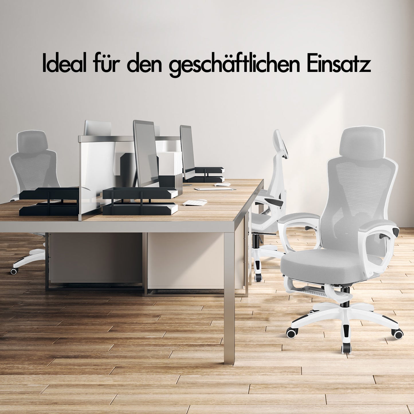 ALFORDSON Mesh Bürostuhl Executive Computer Liege Stoff Racing Sitz Arbeit, Nova, Weiß & Grau