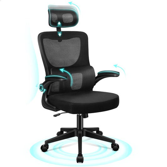 ALFORDSON Netzgewebe Bürostuhl Gaming Führungskräfte Computer Sitz Arbeit, Nyles, Schwarz