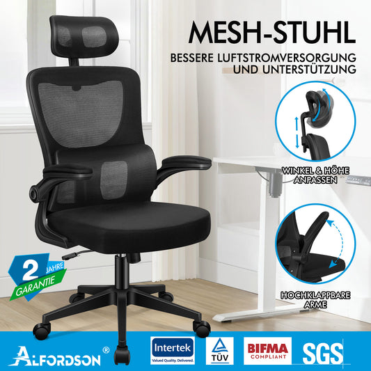 ALFORDSON Netzgewebe Bürostuhl Gaming Führungskräfte Computer Sitz Arbeit, Nyles, Schwarz