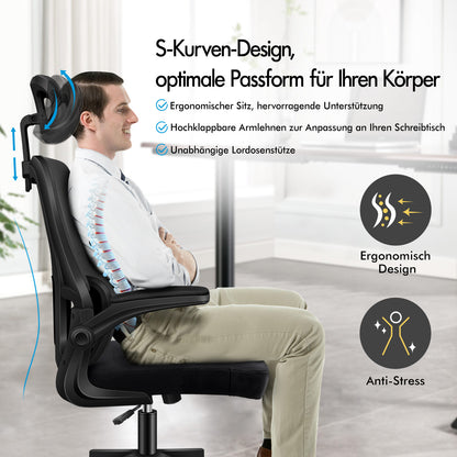 ALFORDSON Netzgewebe Bürostuhl Gaming Führungskräfte Computer Sitz Arbeit, Nyles, Schwarz