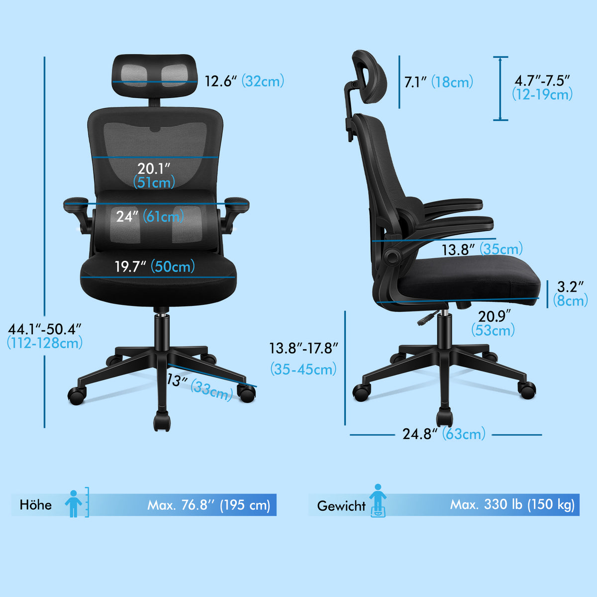 ALFORDSON Netzgewebe Bürostuhl Gaming Führungskräfte Computer Sitz Arbeit, Nyles, Schwarz