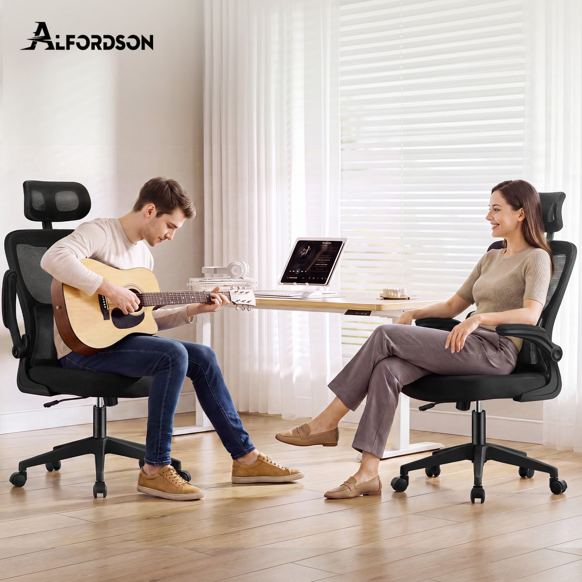 ALFORDSON Netzgewebe Bürostuhl Gaming Führungskräfte Computer Sitz Arbeit, Nyles, Schwarz