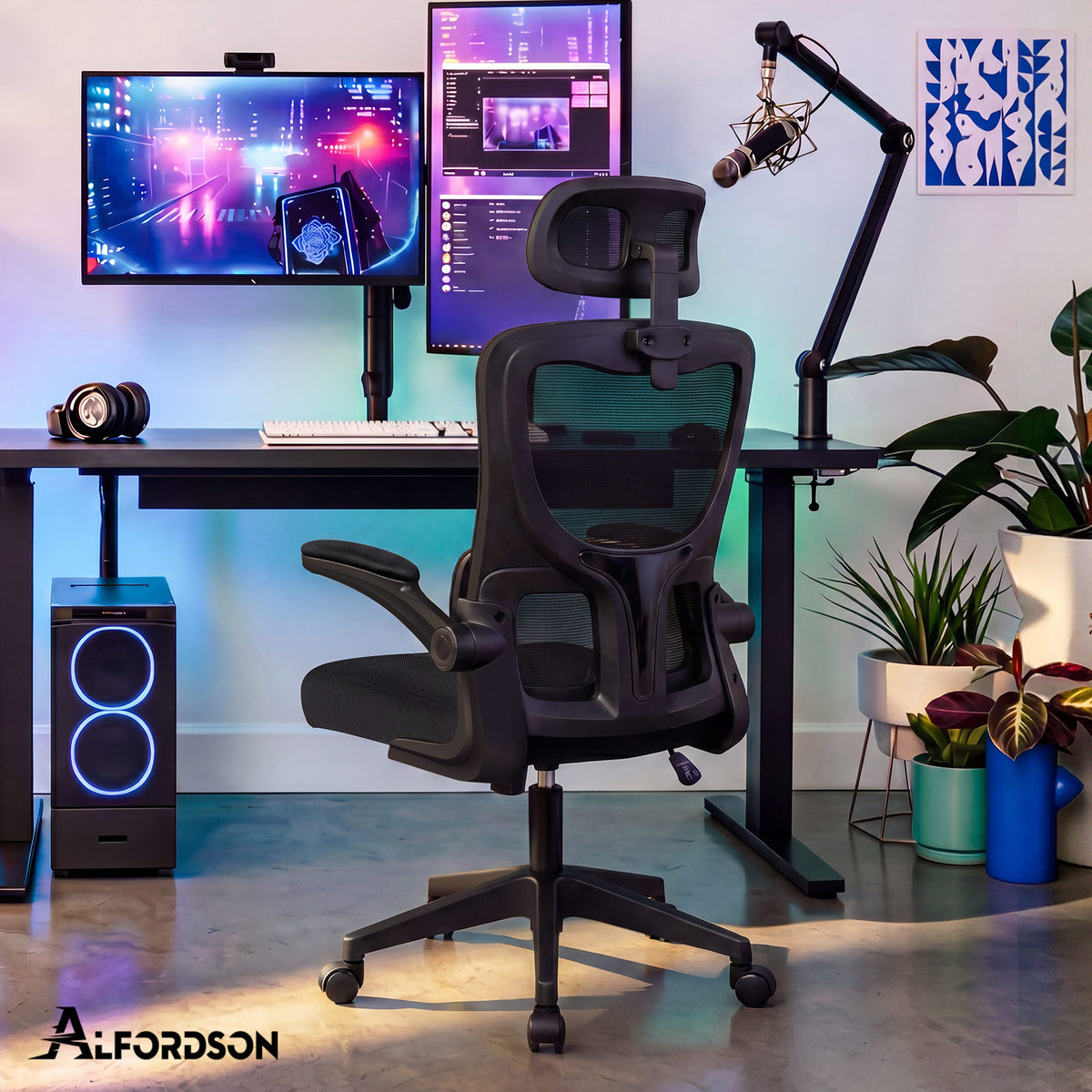 ALFORDSON Netzgewebe Bürostuhl Gaming Führungskräfte Computer Sitz Arbeit, Nyles, Schwarz