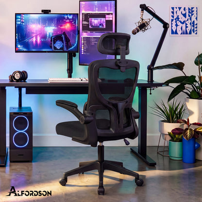 ALFORDSON Netzgewebe Bürostuhl Gaming Führungskräfte Computer Sitz Arbeit, Nyles, Schwarz