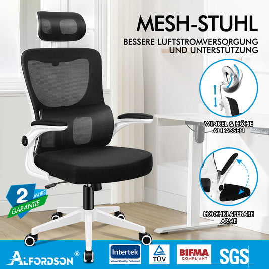 ALFORDSON Netzgewebe Bürostuhl Gaming Führungskräfte Computer Sitz Arbeit, Nyles, Schwarz & Weiß