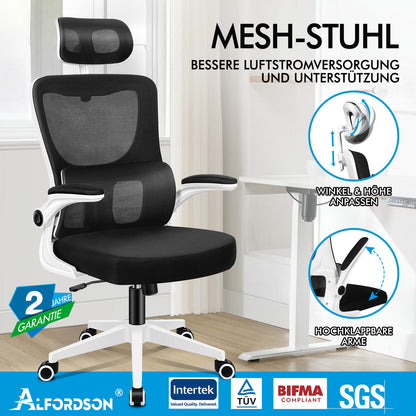 ALFORDSON Netzgewebe Bürostuhl Gaming Führungskräfte Computer Sitz Arbeit, Nyles, Schwarz & Weiß
