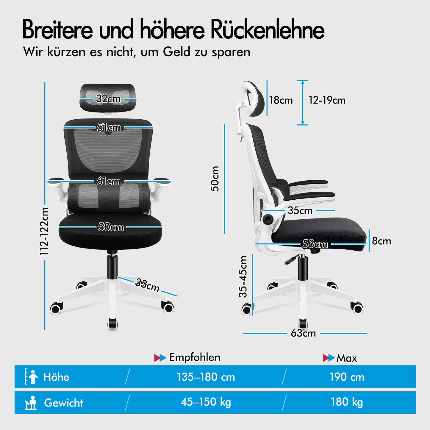 ALFORDSON Netzgewebe Bürostuhl Gaming Führungskräfte Computer Sitz Arbeit, Nyles, Schwarz & Weiß
