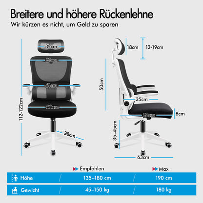ALFORDSON Netzgewebe Bürostuhl Gaming Führungskräfte Computer Sitz Arbeit, Nyles, Schwarz & Weiß