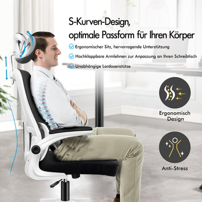 ALFORDSON Netzgewebe Bürostuhl Gaming Führungskräfte Computer Sitz Arbeit, Nyles, Schwarz & Weiß