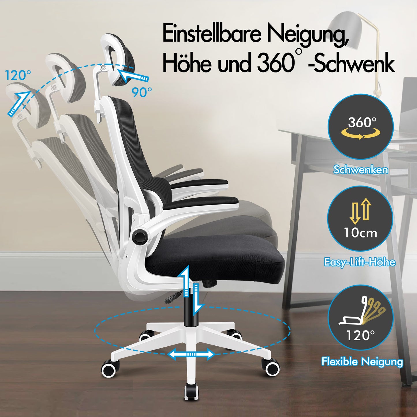 ALFORDSON Netzgewebe Bürostuhl Gaming Führungskräfte Computer Sitz Arbeit, Nyles, Schwarz & Weiß