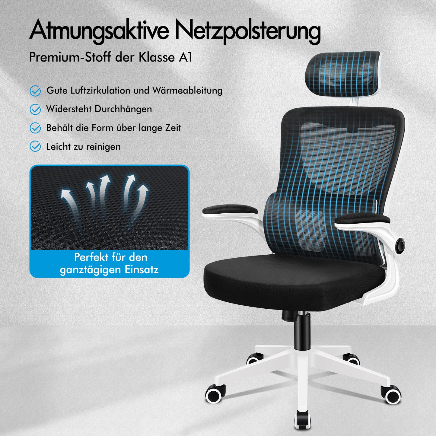 ALFORDSON Netzgewebe Bürostuhl Gaming Führungskräfte Computer Sitz Arbeit, Nyles, Schwarz & Weiß