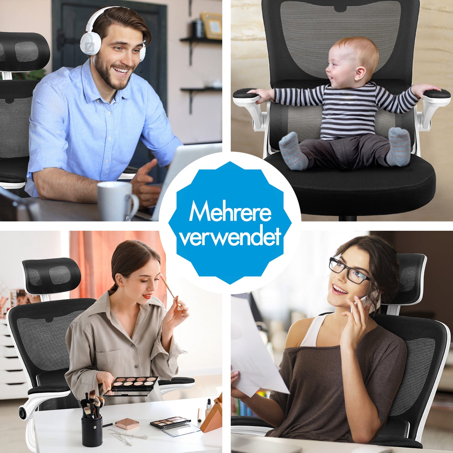 ALFORDSON Netzgewebe Bürostuhl Gaming Führungskräfte Computer Sitz Arbeit, Nyles, Schwarz & Weiß
