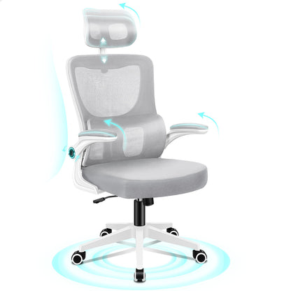ALFORDSON Netzgewebe Bürostuhl Gaming Führungskräfte Computer Sitz Arbeit, Nyles, Weiß & Grau