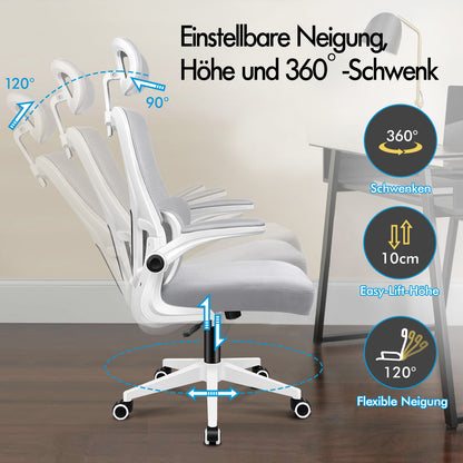 ALFORDSON Netzgewebe Bürostuhl Gaming Führungskräfte Computer Sitz Arbeit, Nyles, Weiß & Grau