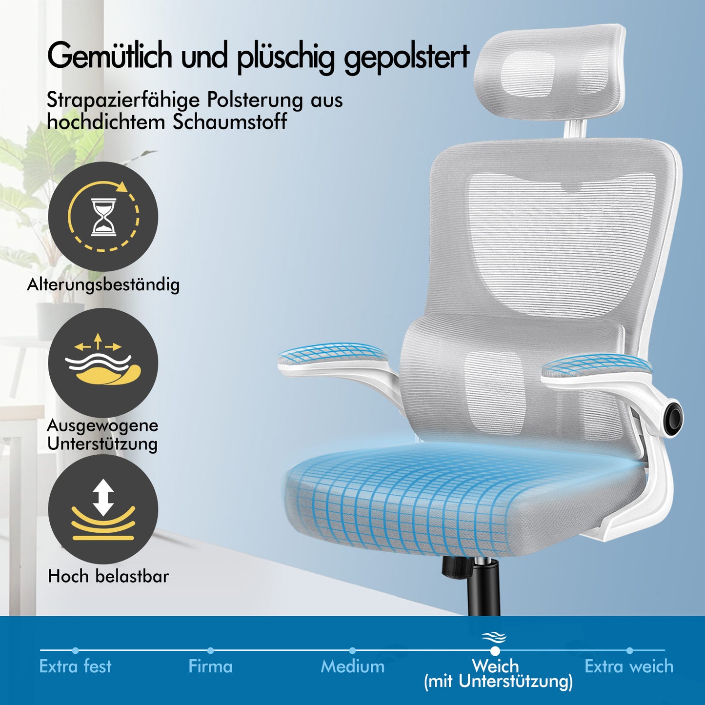 ALFORDSON Netzgewebe Bürostuhl Gaming Führungskräfte Computer Sitz Arbeit, Nyles, Weiß & Grau