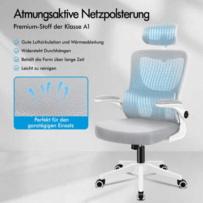 ALFORDSON Netzgewebe Bürostuhl Gaming Führungskräfte Computer Sitz Arbeit, Nyles, Weiß & Grau