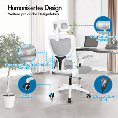 ALFORDSON Netzgewebe Bürostuhl Gaming Führungskräfte Computer Sitz Arbeit, Nyles, Weiß & Grau