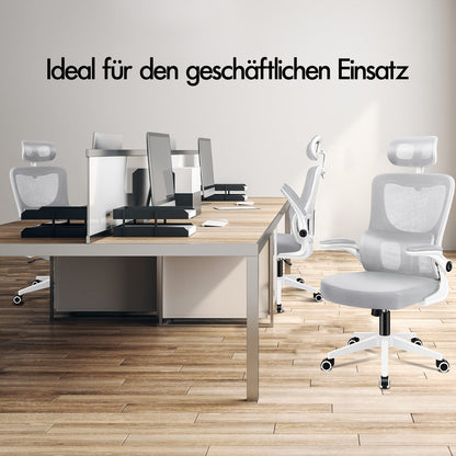 ALFORDSON Netzgewebe Bürostuhl Gaming Führungskräfte Computer Sitz Arbeit, Nyles, Weiß & Grau