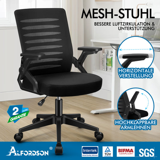 ALFORDSON Mesh Bürostuhl Executive Computer Liege Stoff Racing Sitz Arbeit, Wale, Schwarz