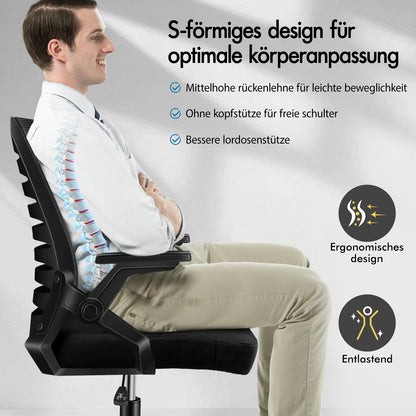 ALFORDSON Mesh Bürostuhl Executive Computer Liege Stoff Racing Sitz Arbeit, Wale, Schwarz