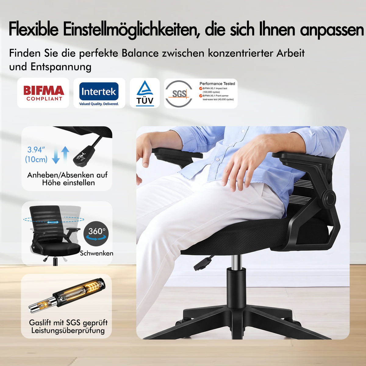 ALFORDSON Mesh Bürostuhl Executive Computer Liege Stoff Racing Sitz Arbeit, Wale, Schwarz