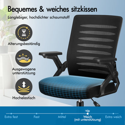 ALFORDSON Mesh Bürostuhl Executive Computer Liege Stoff Racing Sitz Arbeit, Wale, Schwarz