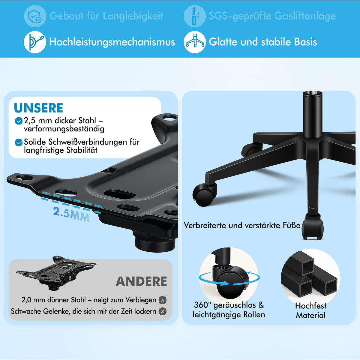 ALFORDSON Mesh Bürostuhl Executive Computer Liege Stoff Racing Sitz Arbeit, Wale, Schwarz
