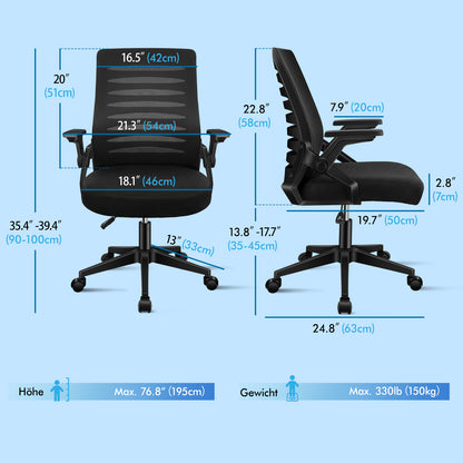 ALFORDSON Mesh Bürostuhl Executive Computer Liege Stoff Racing Sitz Arbeit, Wale, Schwarz